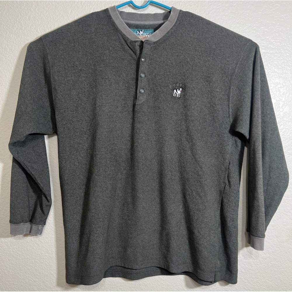 VTG Big Dogs Pullover 1/4 Button Sweatshirt - Mens Size XXL‎ - Green/Gray - Picture 2 of 8